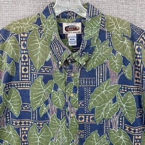 Vtg Reyn Spooner Eddy 3XL Y2K Green Blue Arrow Floral Kloth Popover Tribal Frond